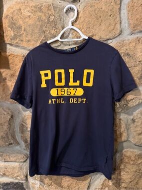 Polo by Ralph Lauren Navy Tee with Yellow 'POLO 1967' Graphic